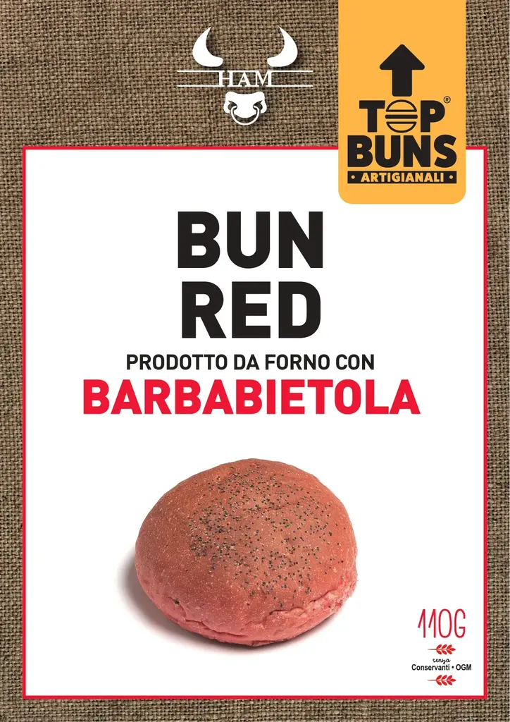 PANINO PER BURGER BUN RED CON BARBABIETOLA ROSSA E BACON 110 GR X 25 PZ A CT