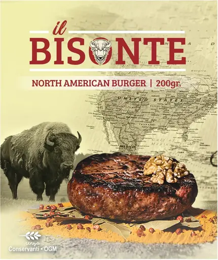[HAM005] HAMBURGER DI BISONTE NORTH AMERICA 200 GR X 12 PZ A CT
