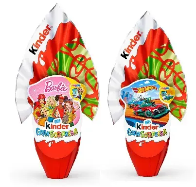 [FERRE283] E283- PASQUA MIX KINDER MAXI SURPRISE BARBIE/HOTWEELS 150 G X4 PZ