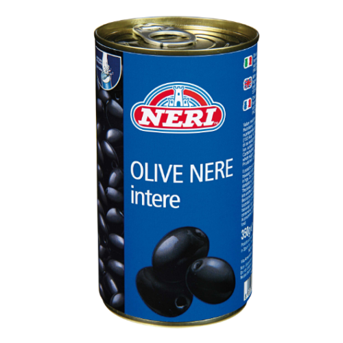 Olive nere intere lattina 350gr.